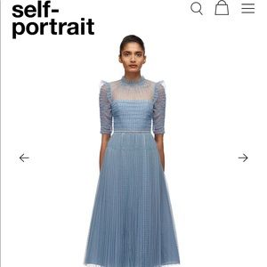 Authentic Self  Portrait Dot Mesh Trim MIDI dress. US 8.Unworn. With Tags